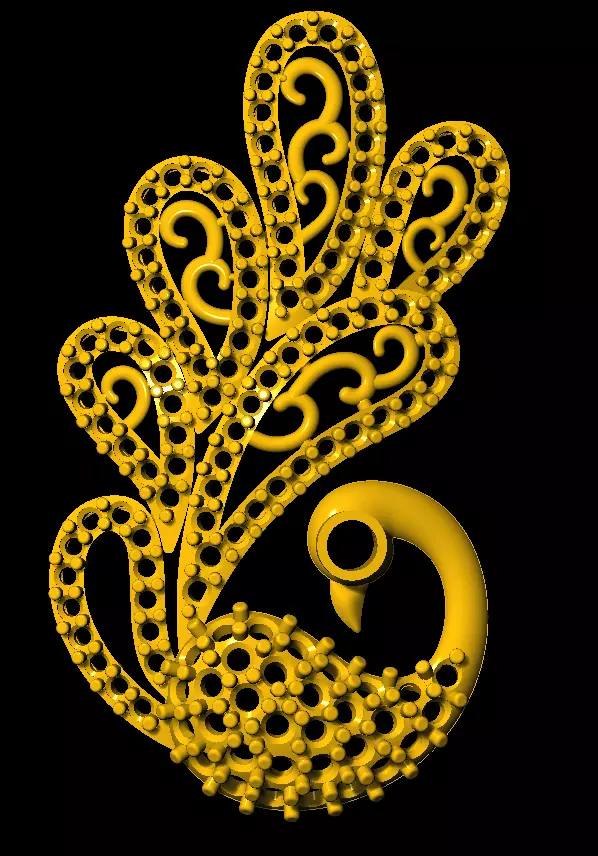 Sidepiece golden peacock 3D print model_0