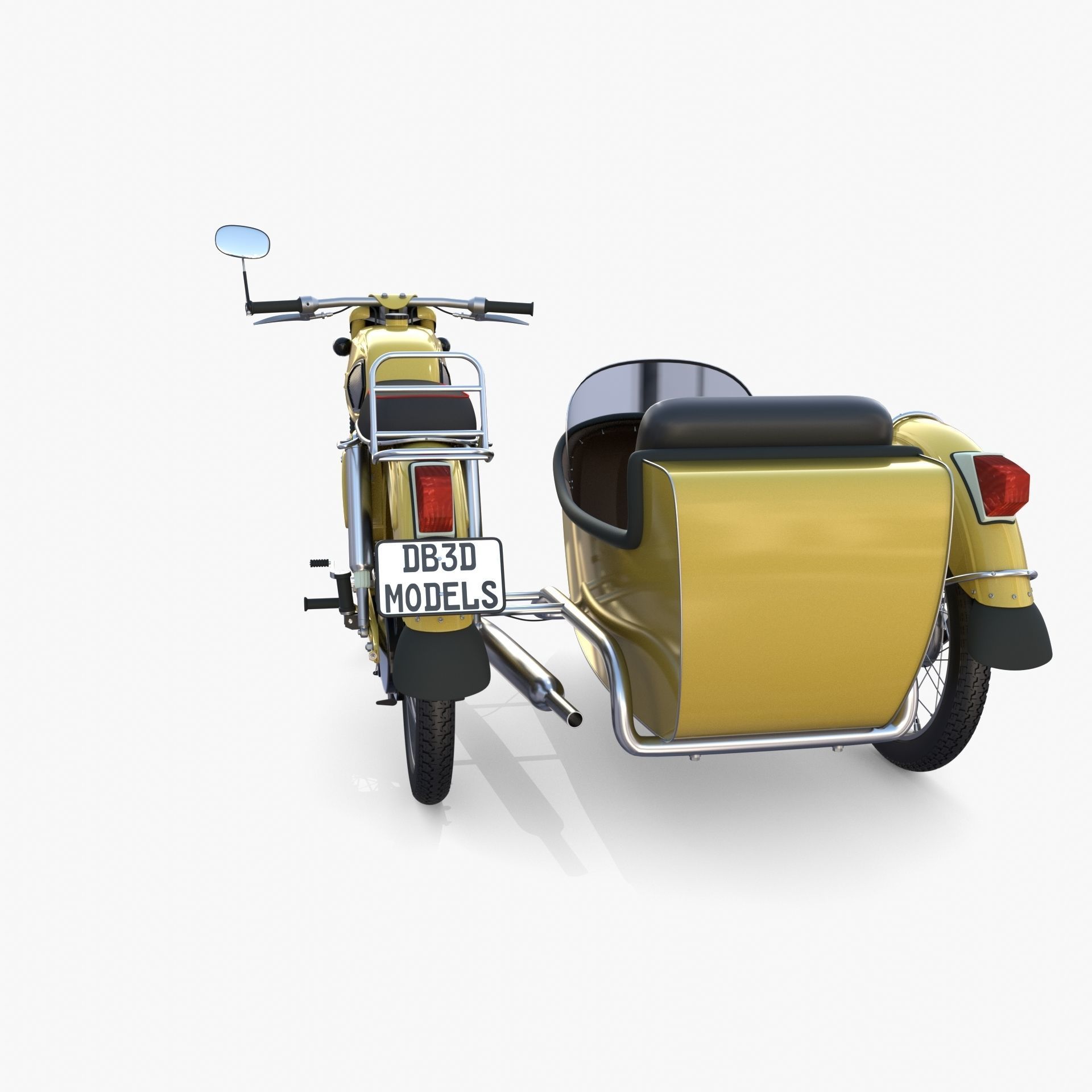 Generic motorcycle w sidecar 3D model_4