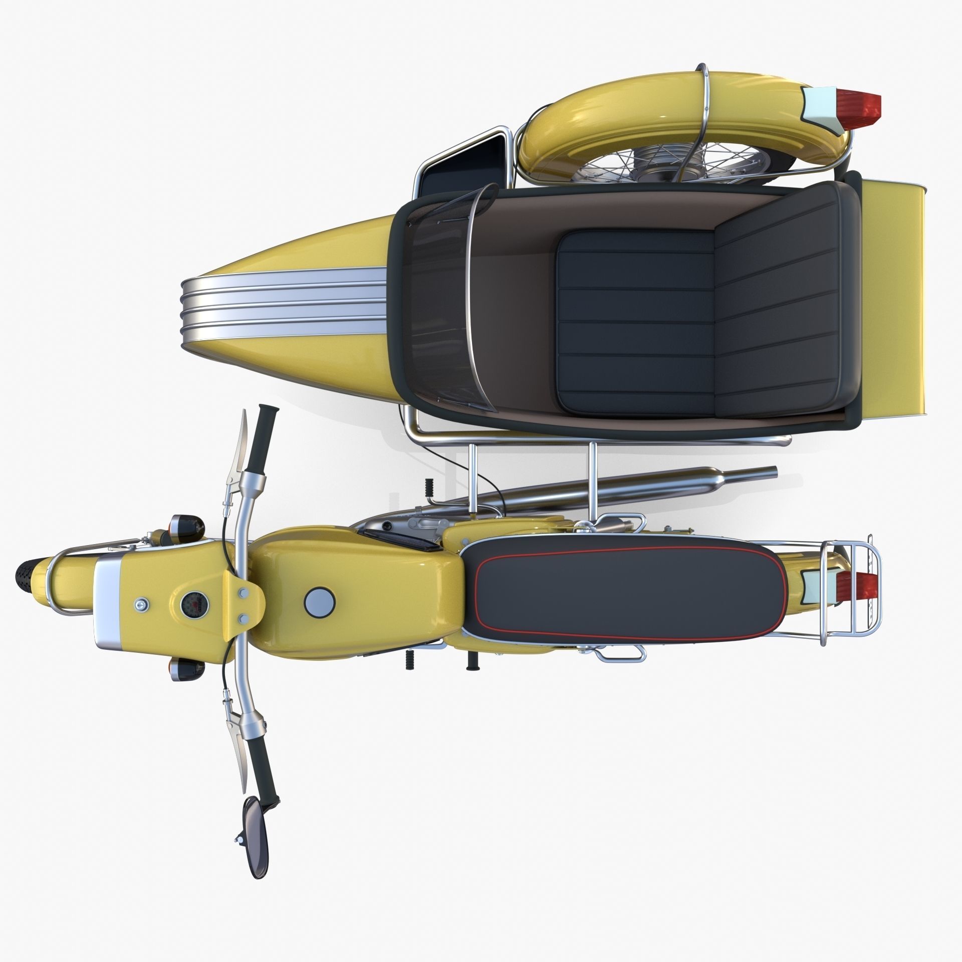 Generic motorcycle w sidecar 3D model_7