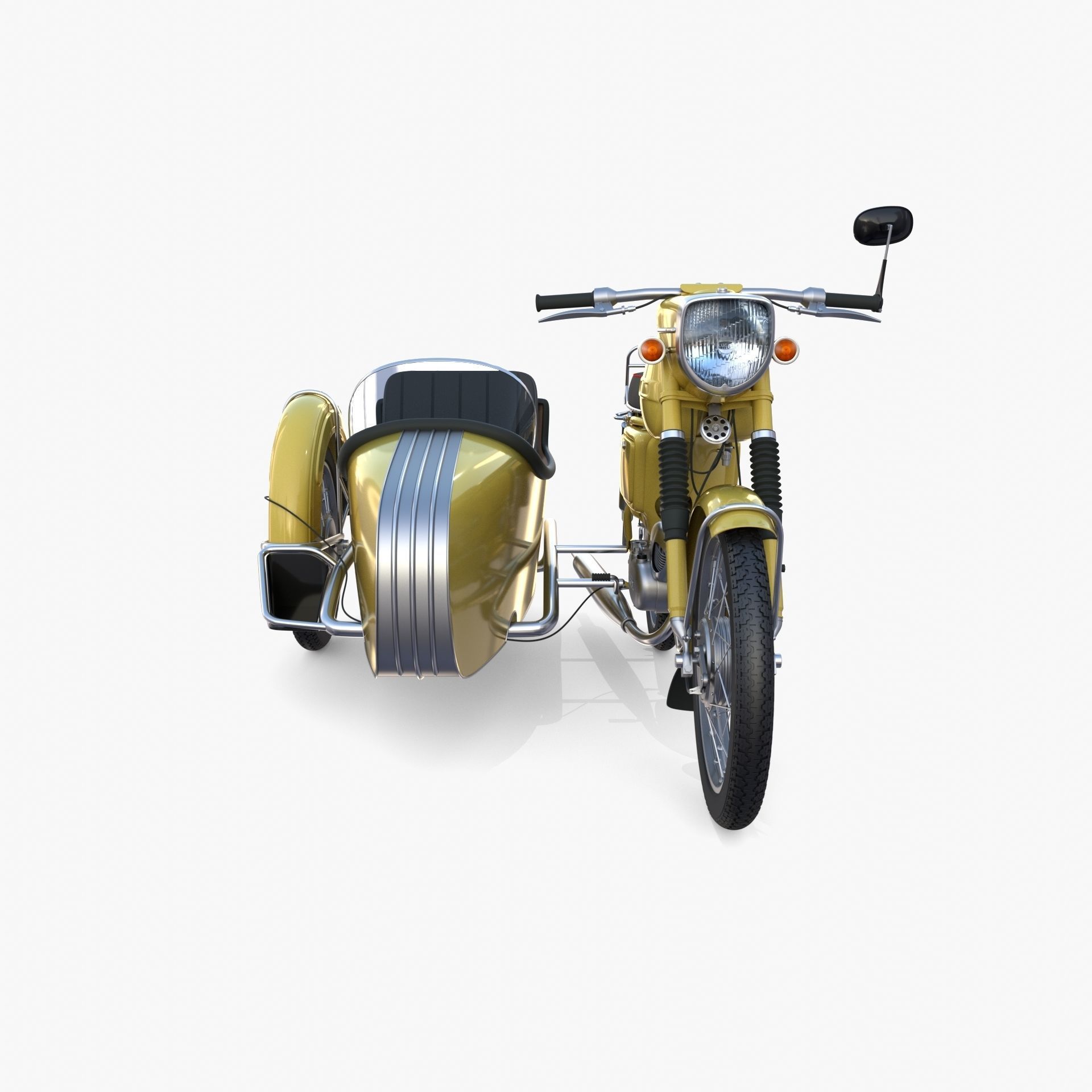 Generic motorcycle w sidecar 3D model_1