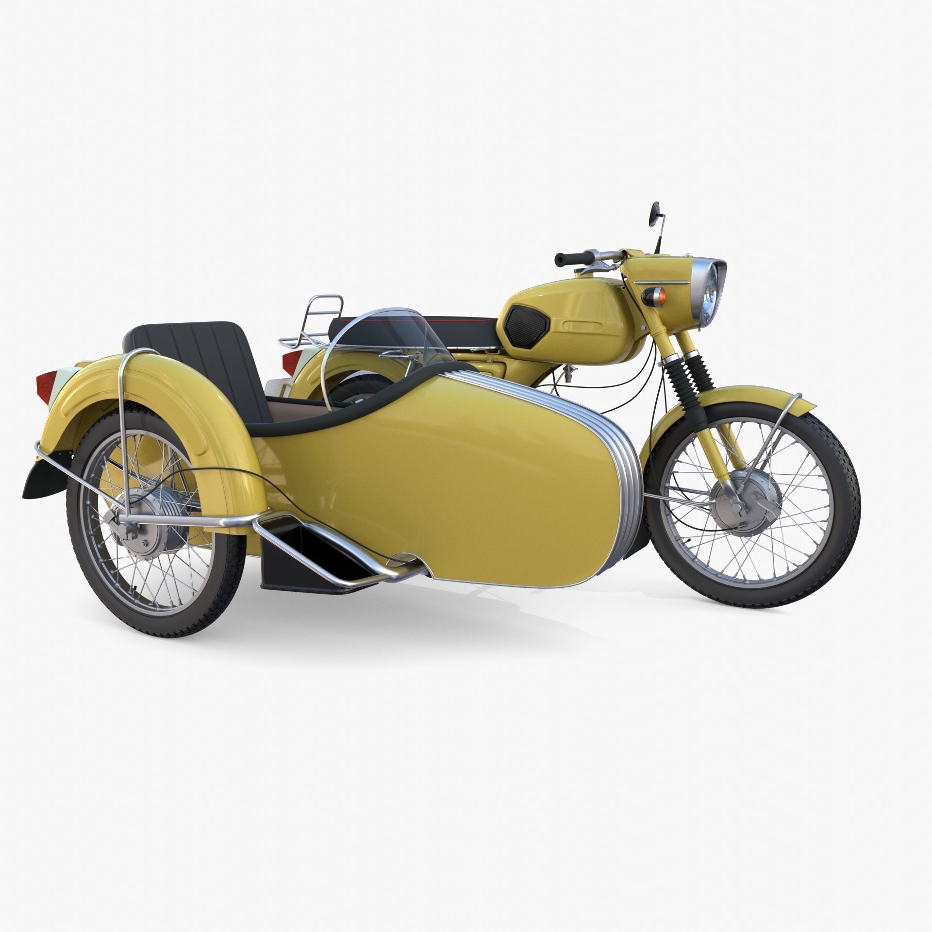 Generic motorcycle w sidecar 3D model_5
