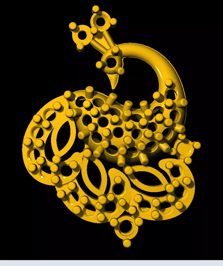 Sidepiece golden peacock 3D print model_0