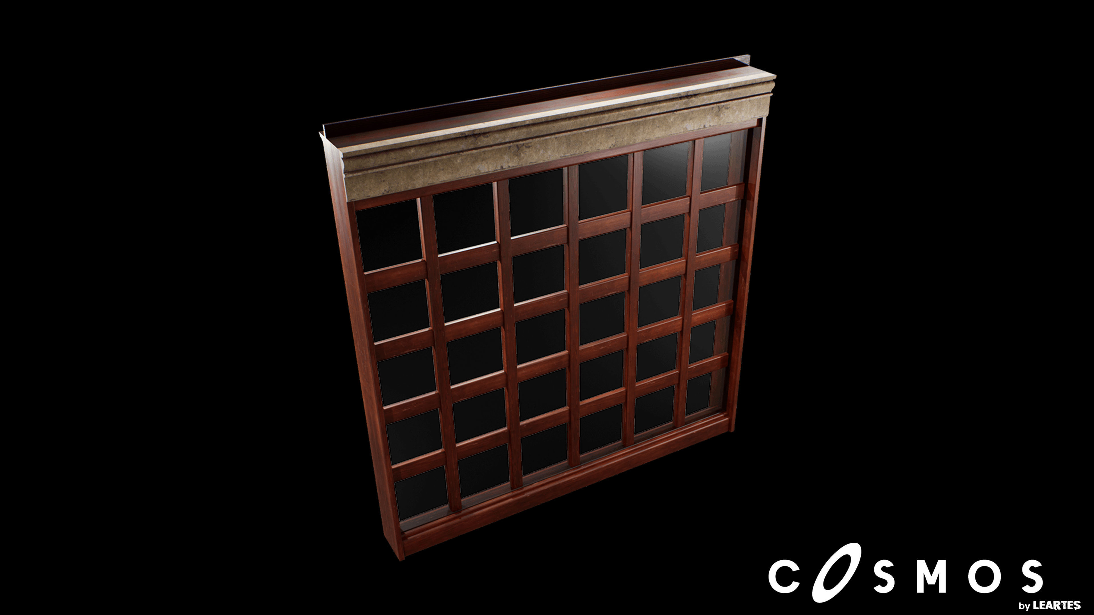 Steampunk Module Double Window Exterior Low-poly 3D model_1