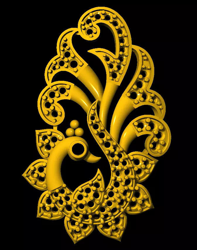 Sidepiece golden peacock 3D print model_0