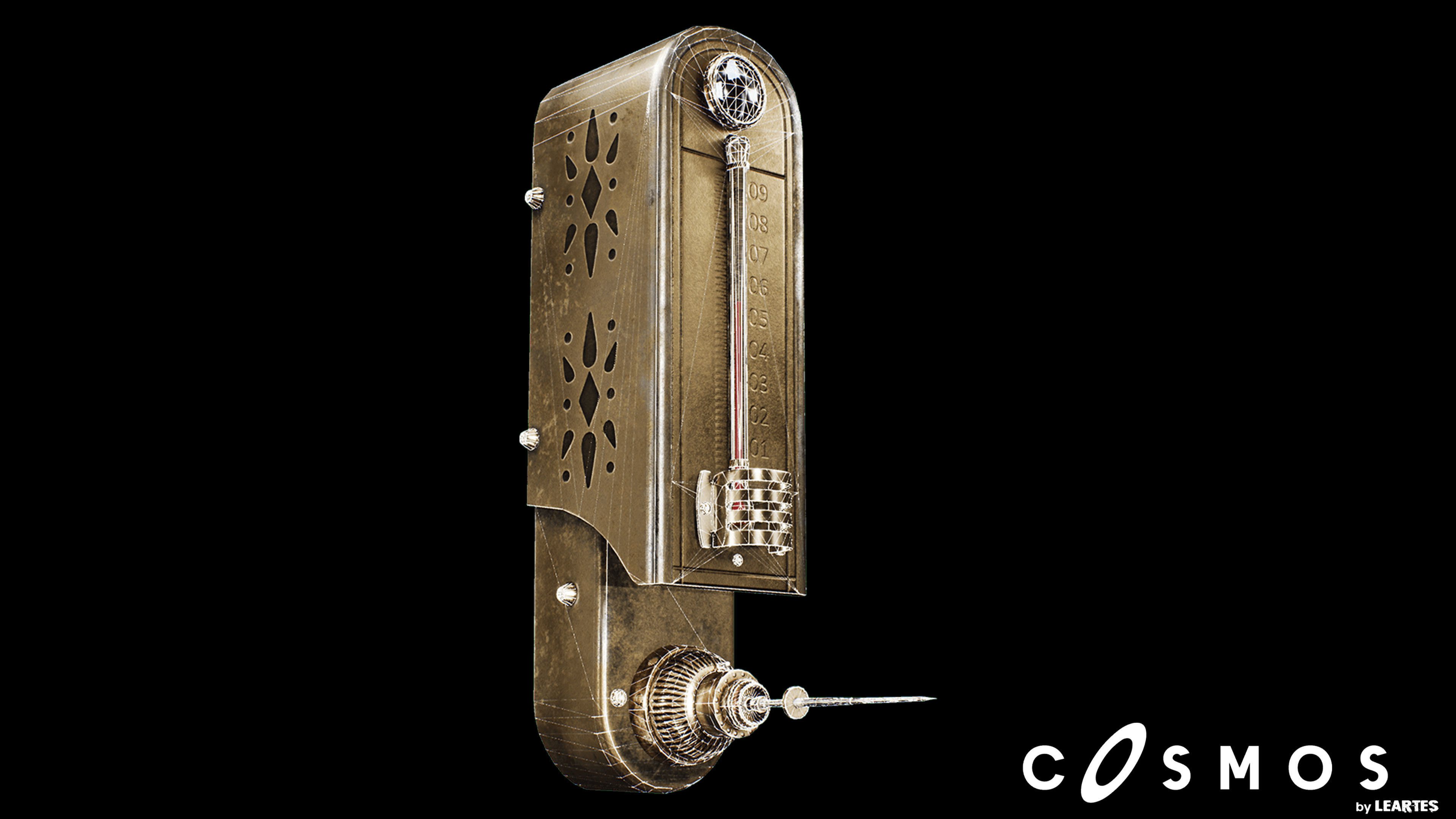 Steampunk Thermometer Low-poly 3D model_4