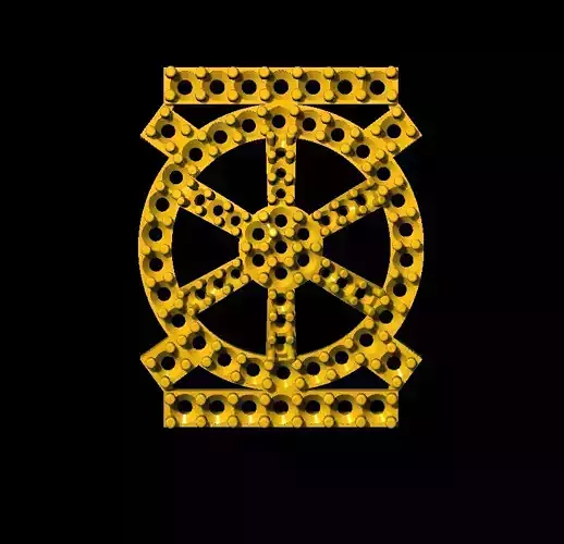 Sidepiece golden wheel of dharma