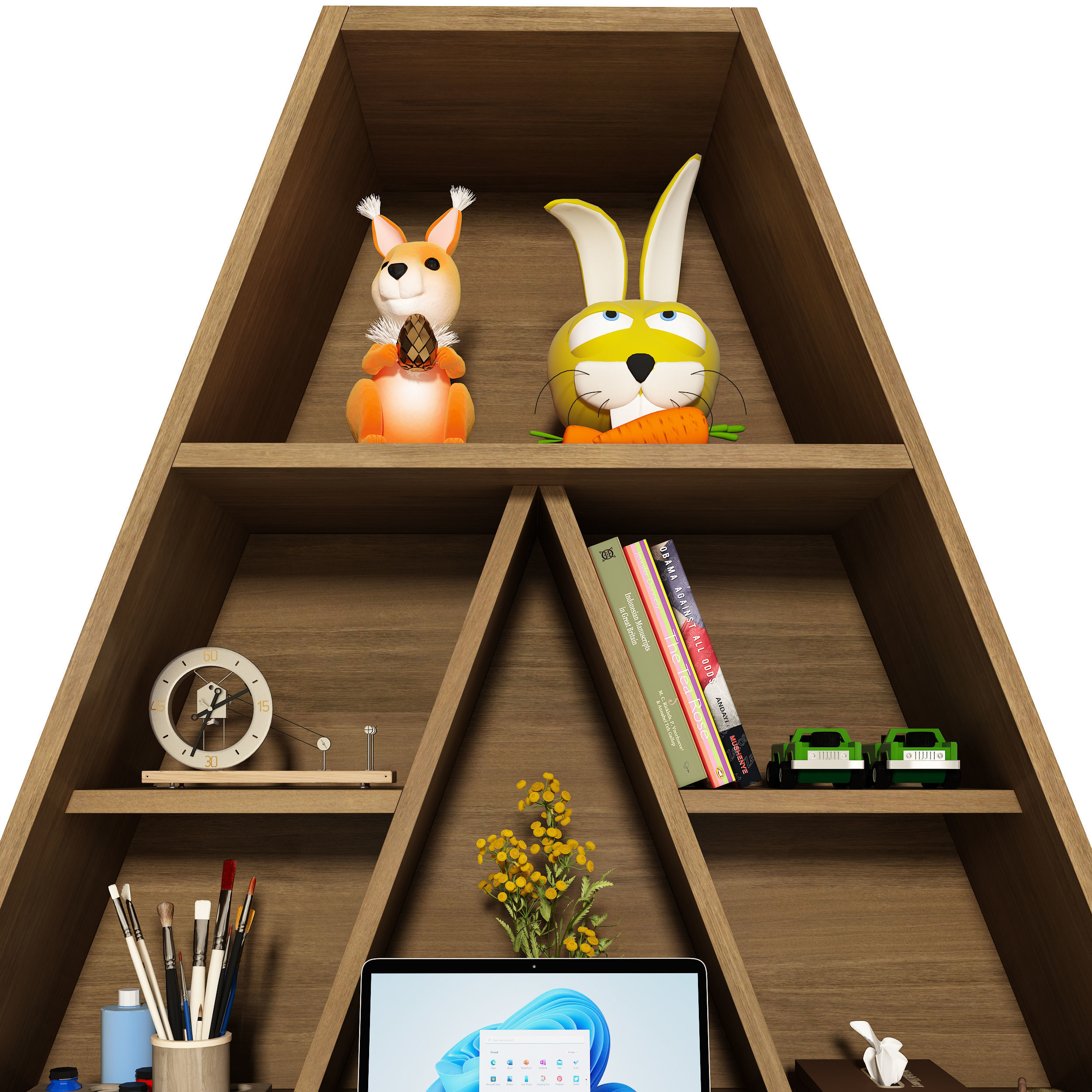 Letter A Shaped in the form of shelves with file folder binder 3D model_7