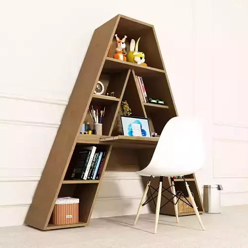 Letter A Shaped in the form of shelves with file folder binder 3D model