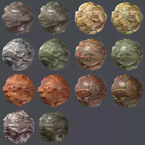 PBR Texture Pack 14 colors 7 rock shapes Seamless