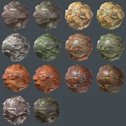 PBR Texture Pack 14 colors 7 rock shapes Seamless Texture