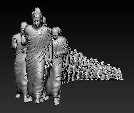 Buddha and disciples 3D Printable Model
