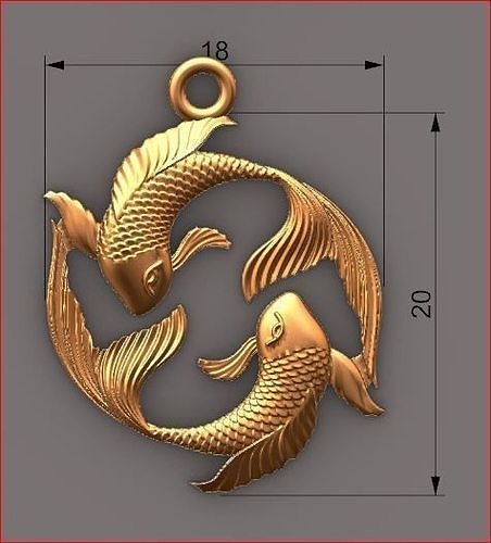 pisces pendant zodiac 3D print model