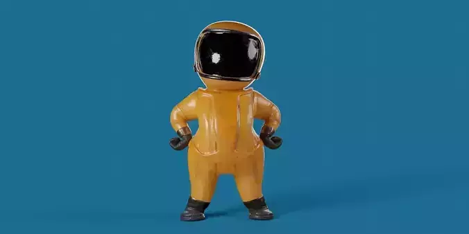 Textured and Rigged Little Cartoon Space Man Scifi Character 3D model
