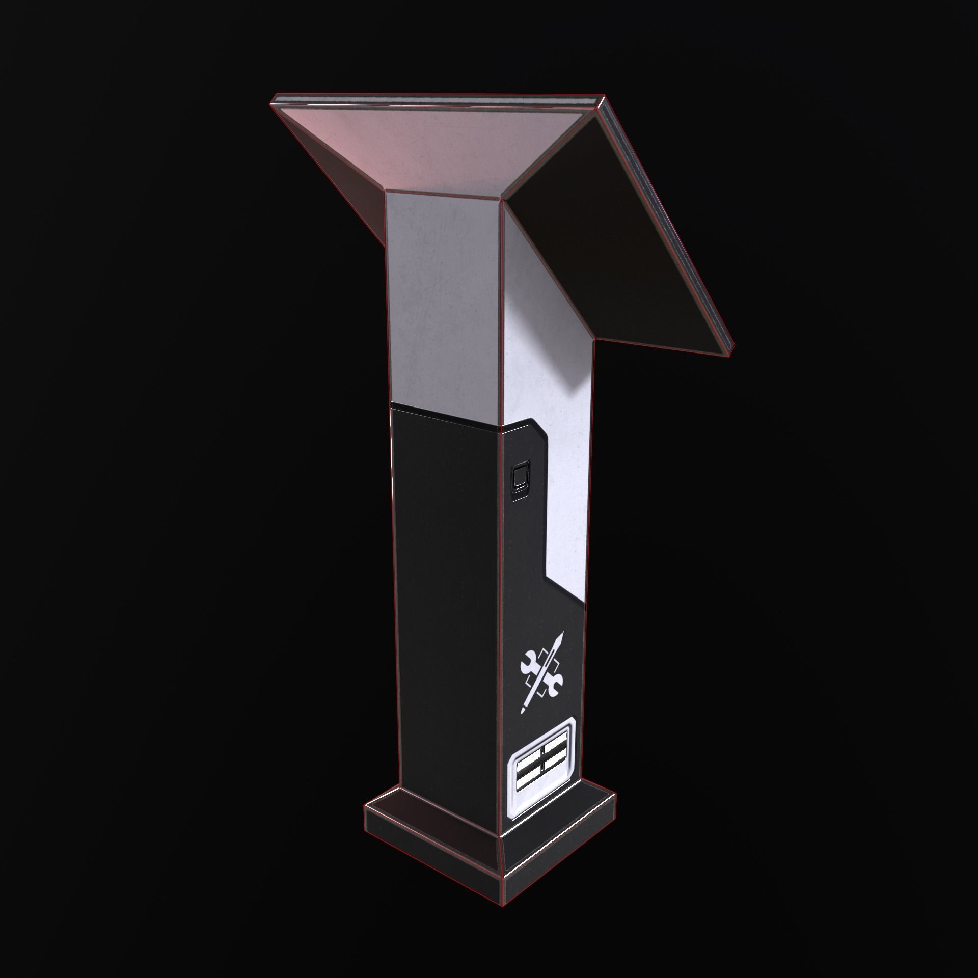 Sci-fi mini Terminal Low-poly 3D model_7