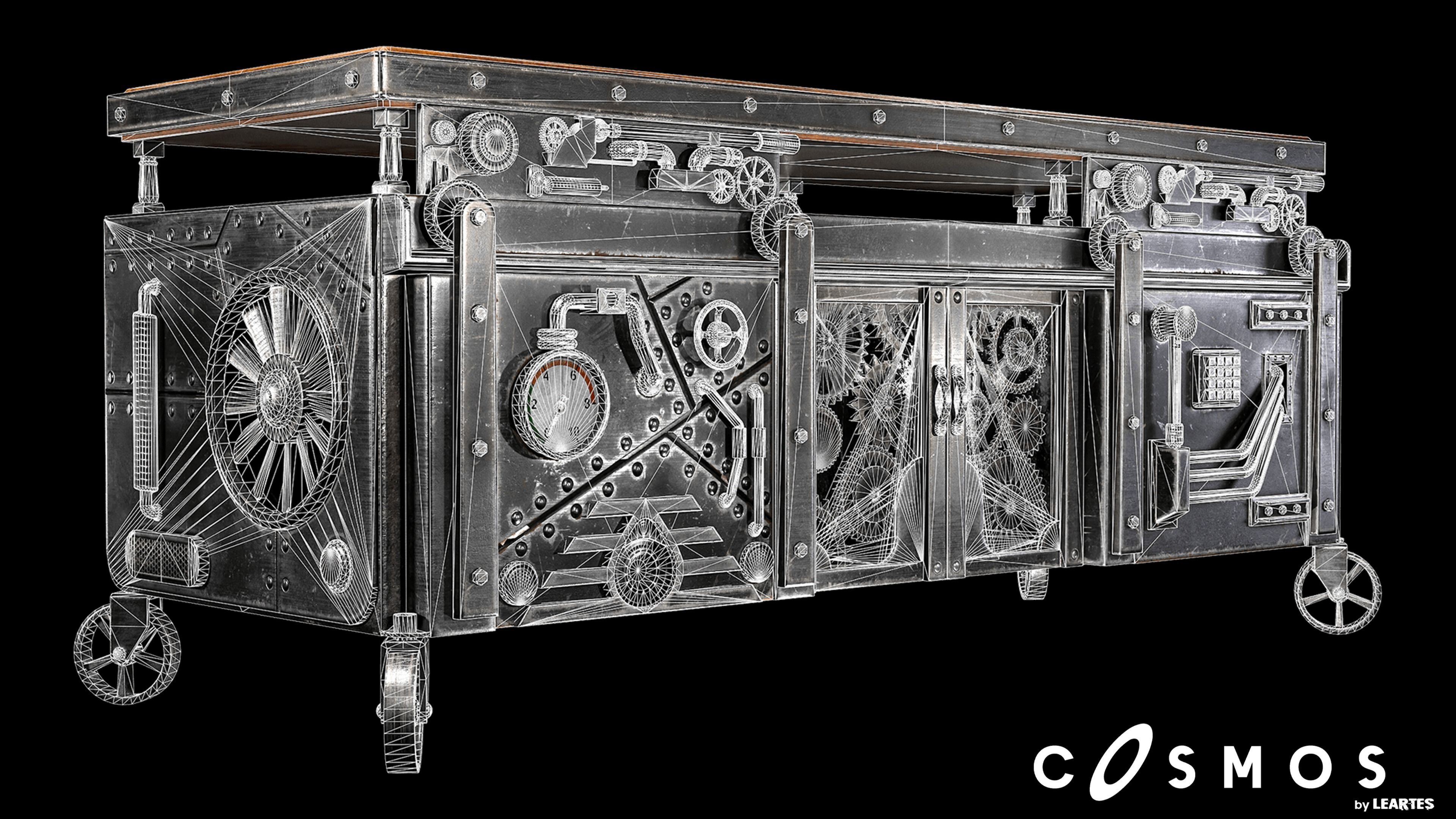 Steampunk TV Unit Low-poly 3D model_4