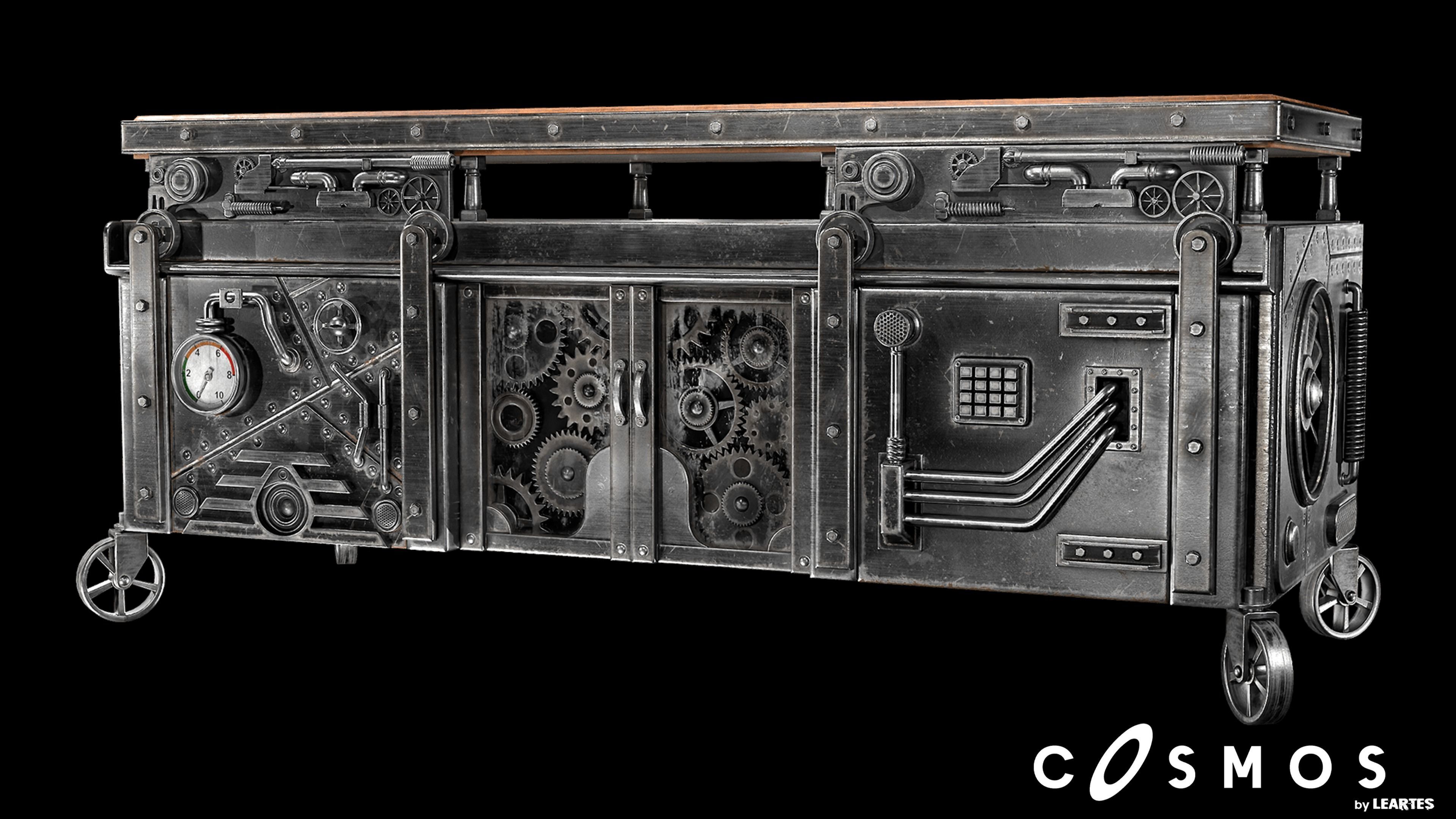 Steampunk TV Unit Low-poly 3D model_2
