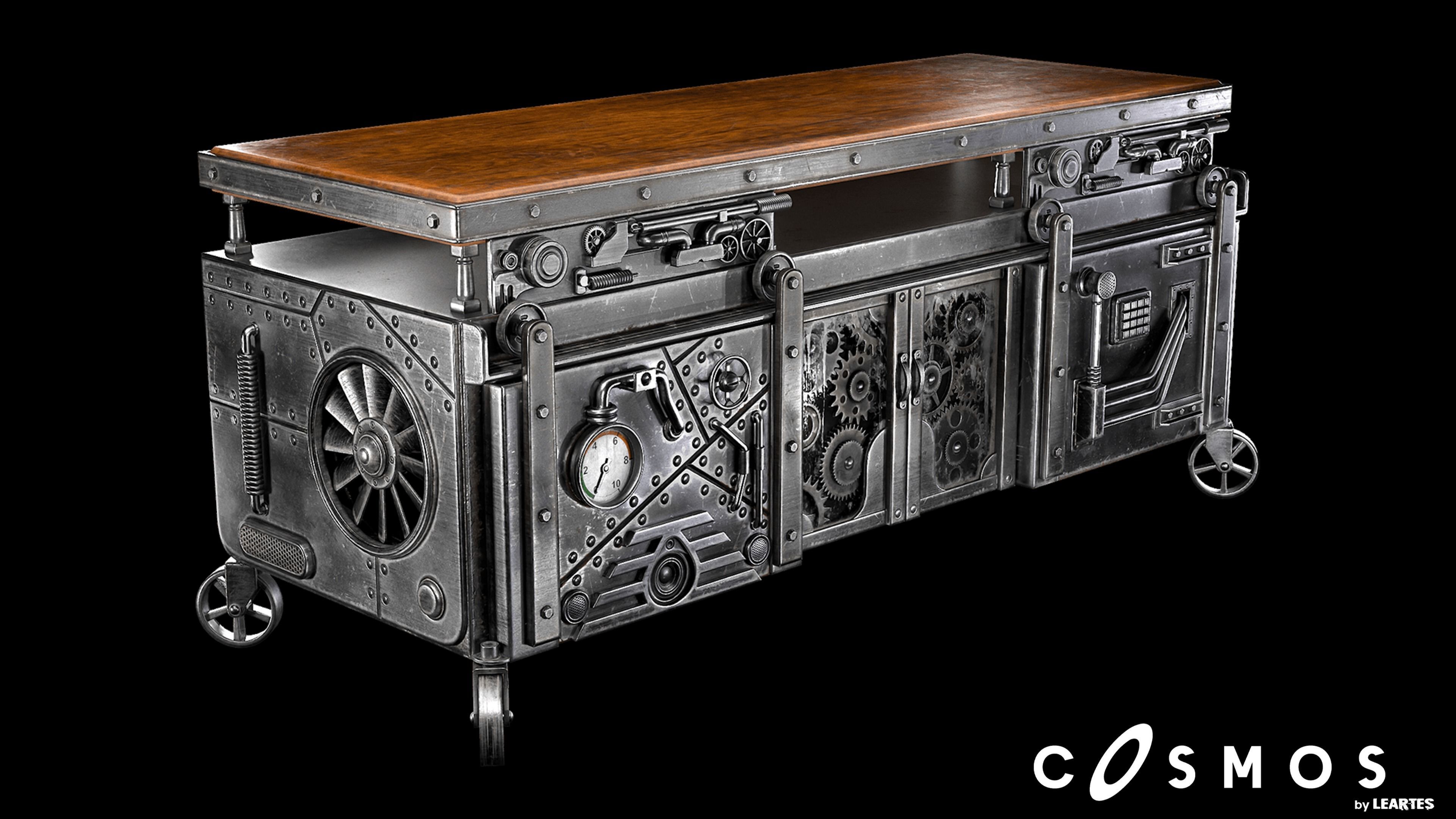 Steampunk TV Unit Low-poly 3D model_1