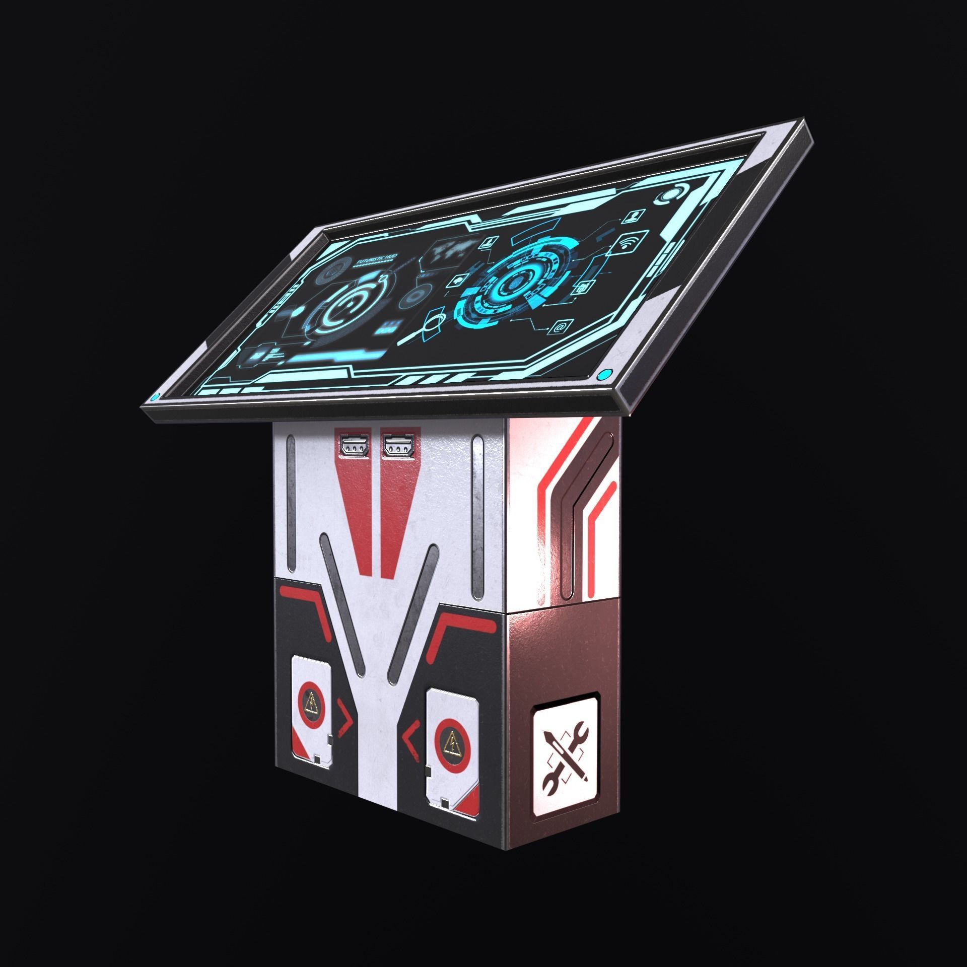 Sci-fi terminal Low-poly 3D model_4