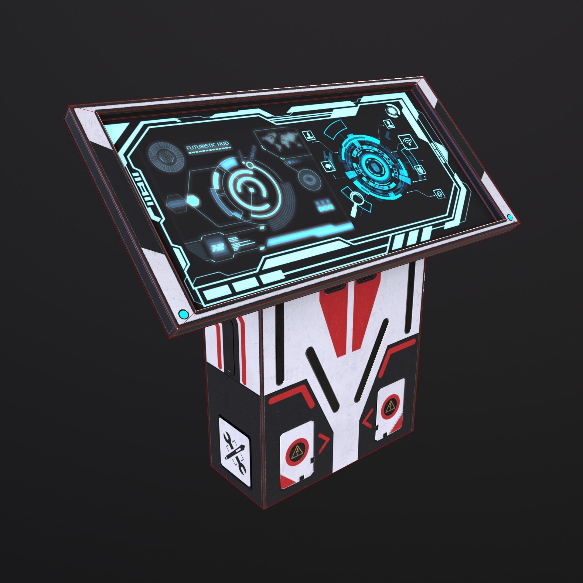 Sci-fi terminal Low-poly 3D model_6