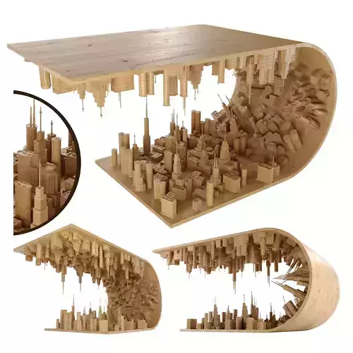 Inception Table coffee table with curving cityscape