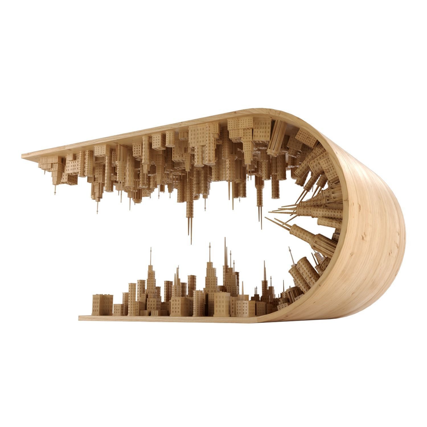 Inception Table coffee table with curving cityscape 3D model_2