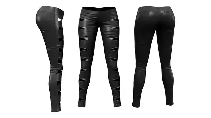 Skinny Pants with Zip Cutouts Low-poly 3D model