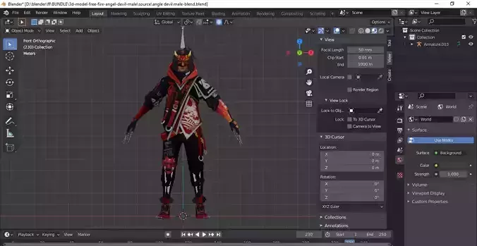 Free fire 3d model angel devil male