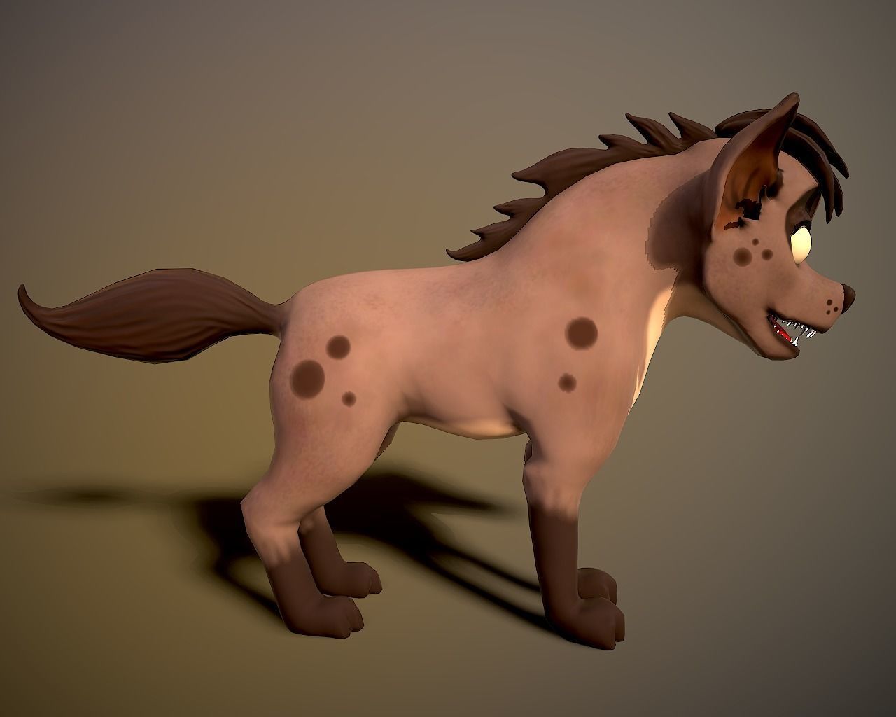 cartoon hyena Low-poly 3D model_5