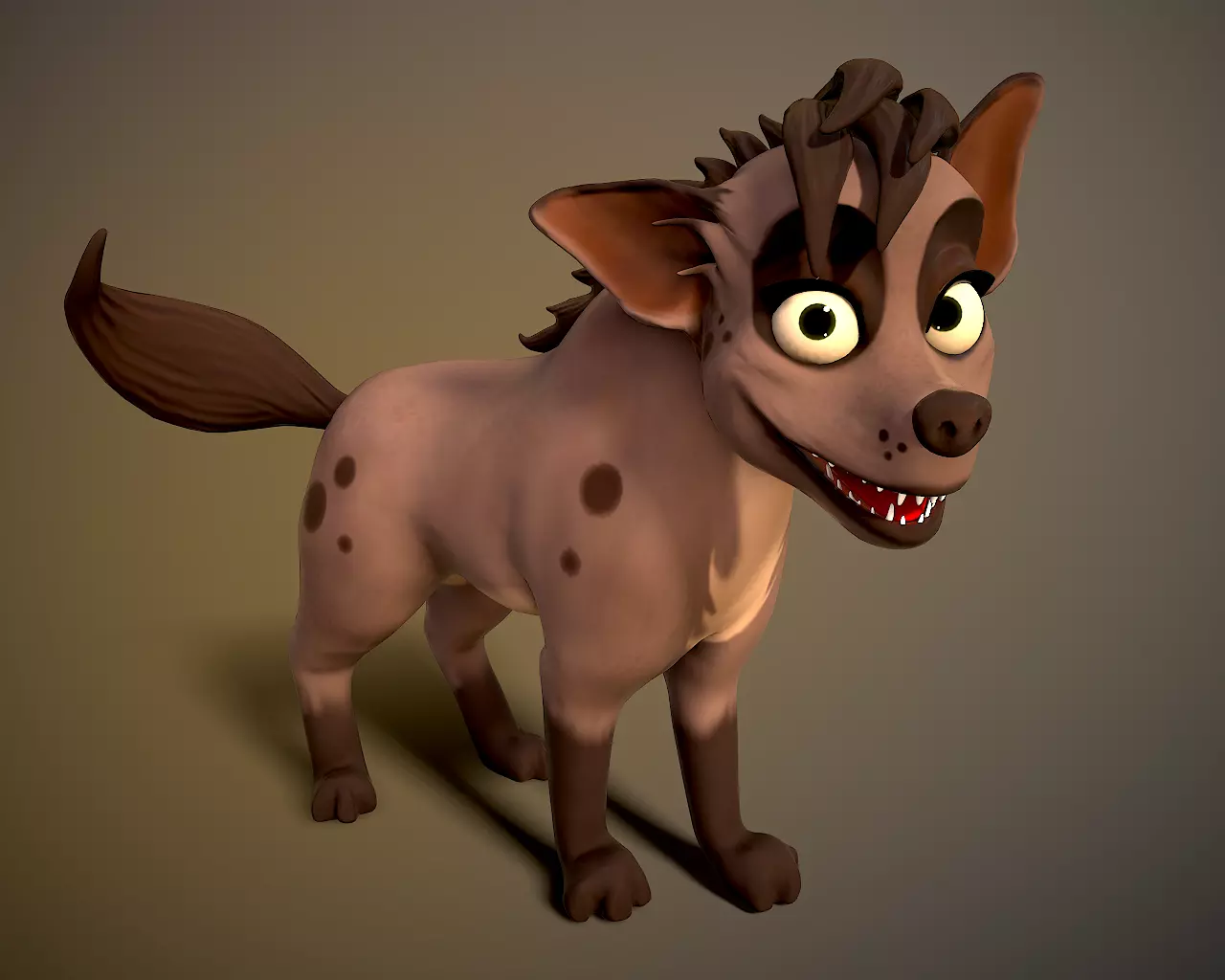 cartoon hyena Low-poly 3D model_0