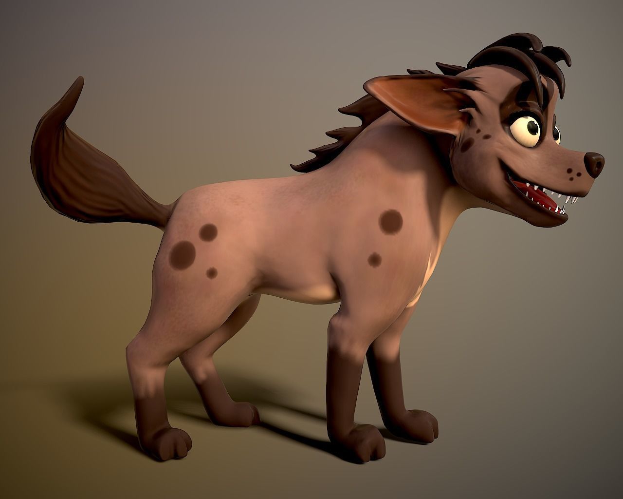 cartoon hyena Low-poly 3D model_2