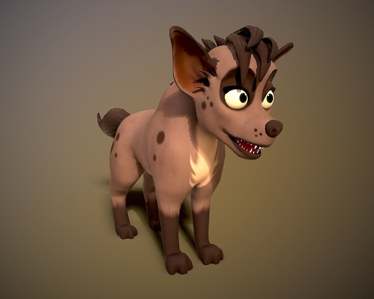 cartoon hyena Low-poly 3D model_4