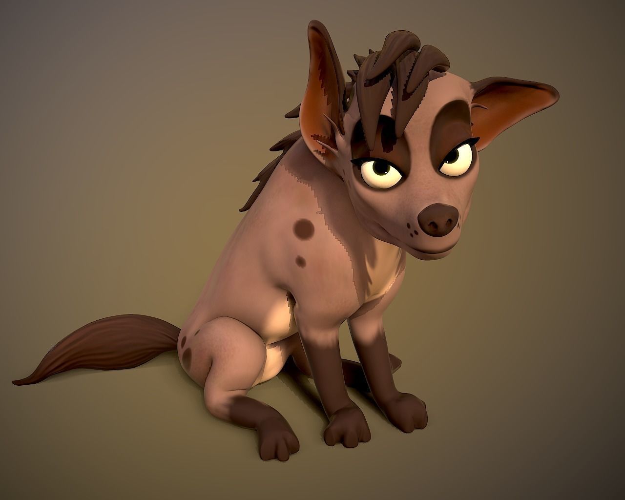 cartoon hyena Low-poly 3D model_3