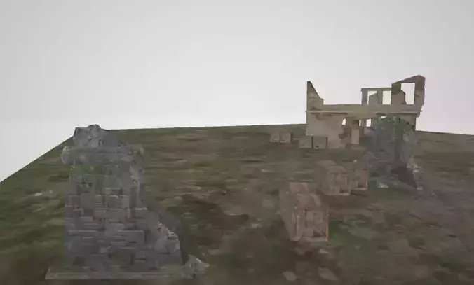 free fire ruined hut Low-poly 3D model