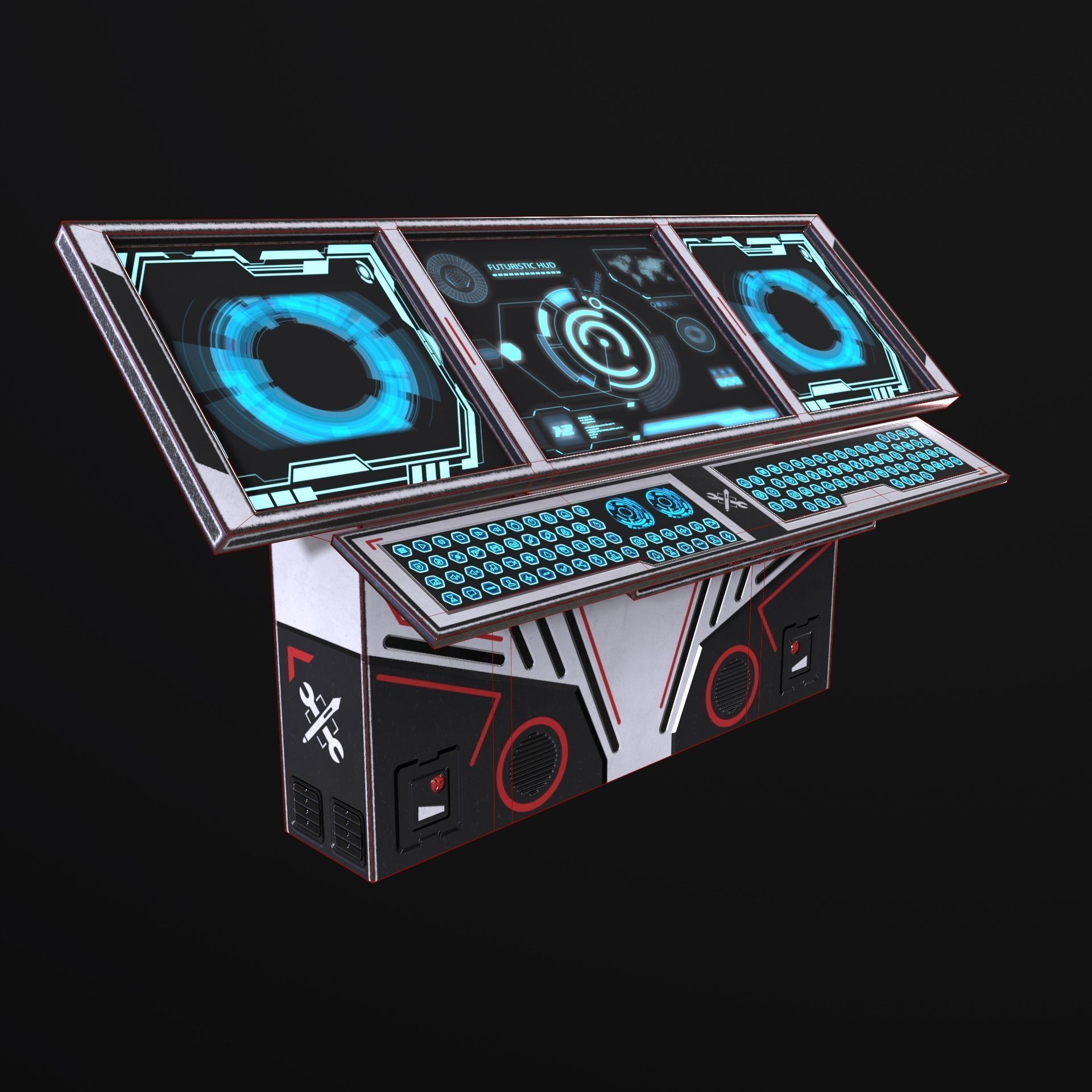 Sci-fi big terminal Low-poly 3D model_6