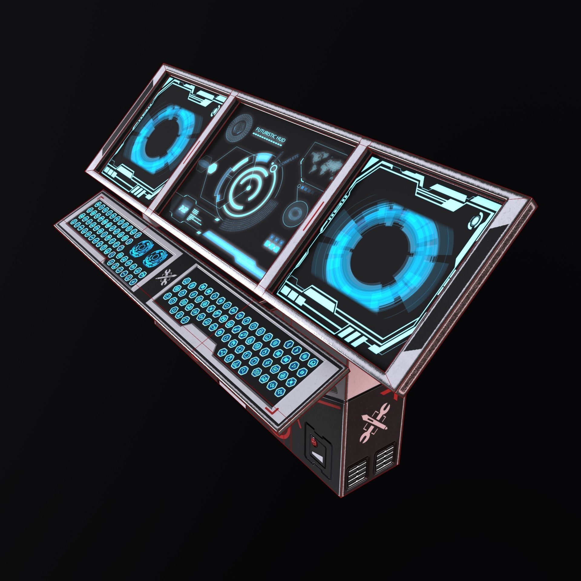 Sci-fi big terminal Low-poly 3D model_8