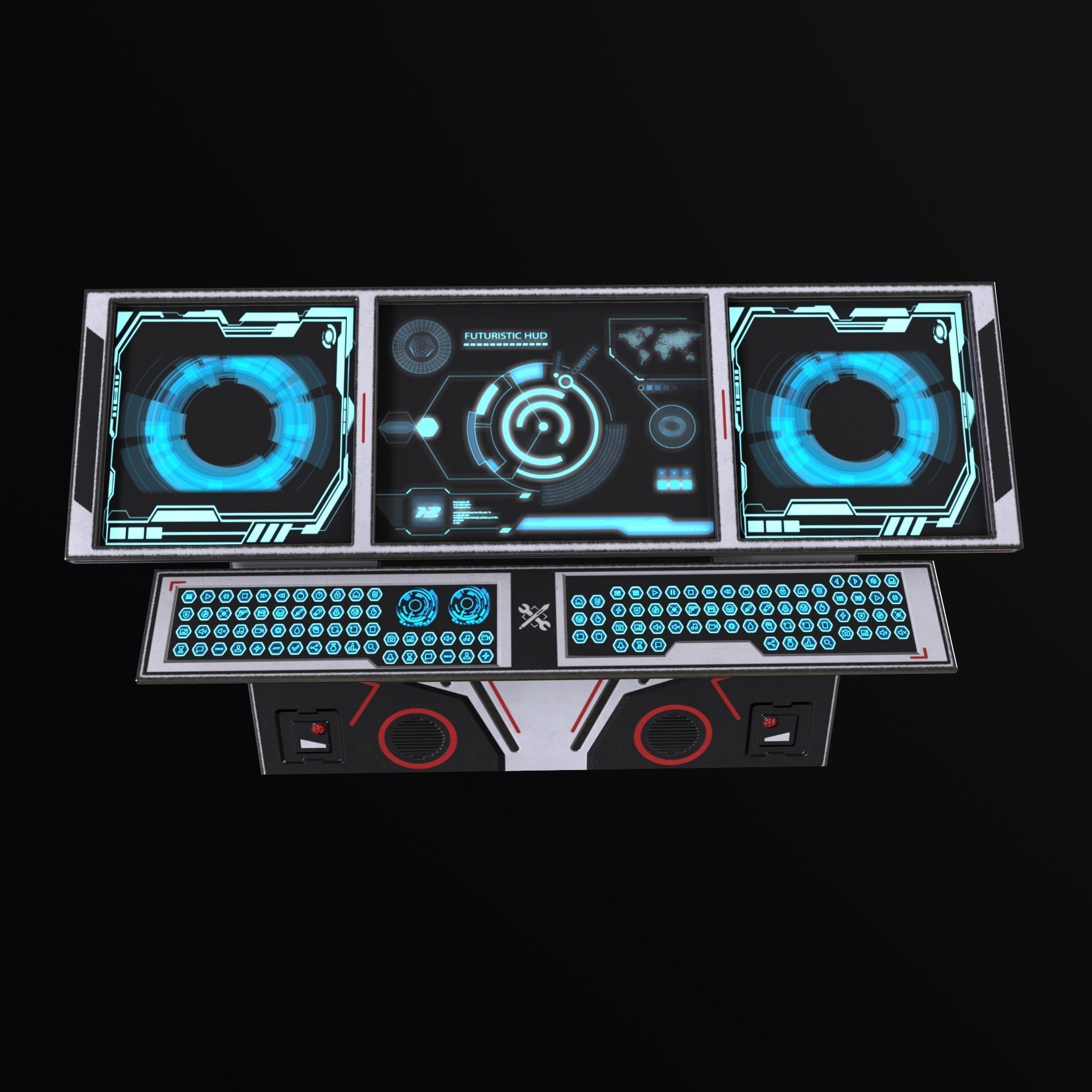 Sci-fi big terminal Low-poly 3D model_5