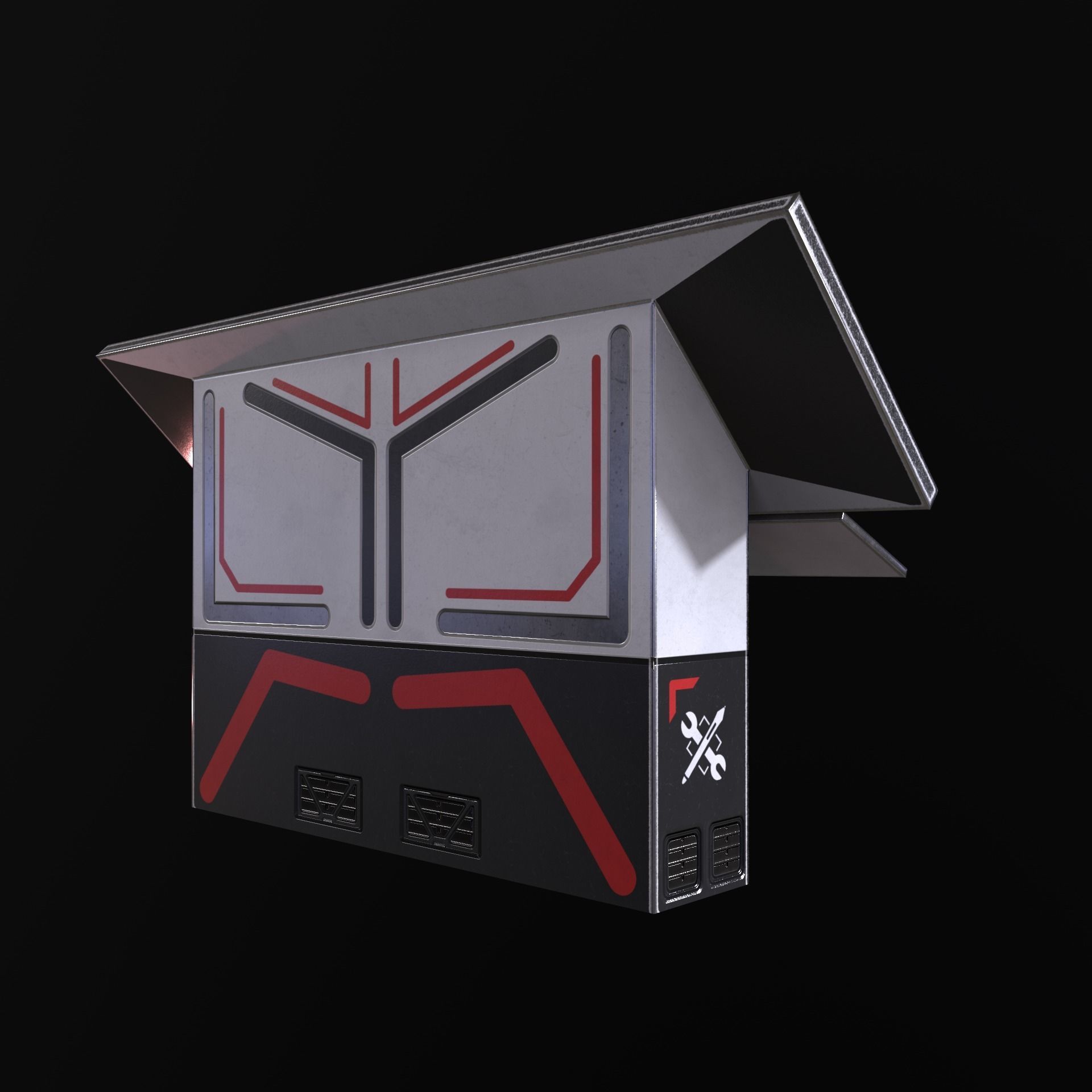 Sci-fi big terminal Low-poly 3D model_3