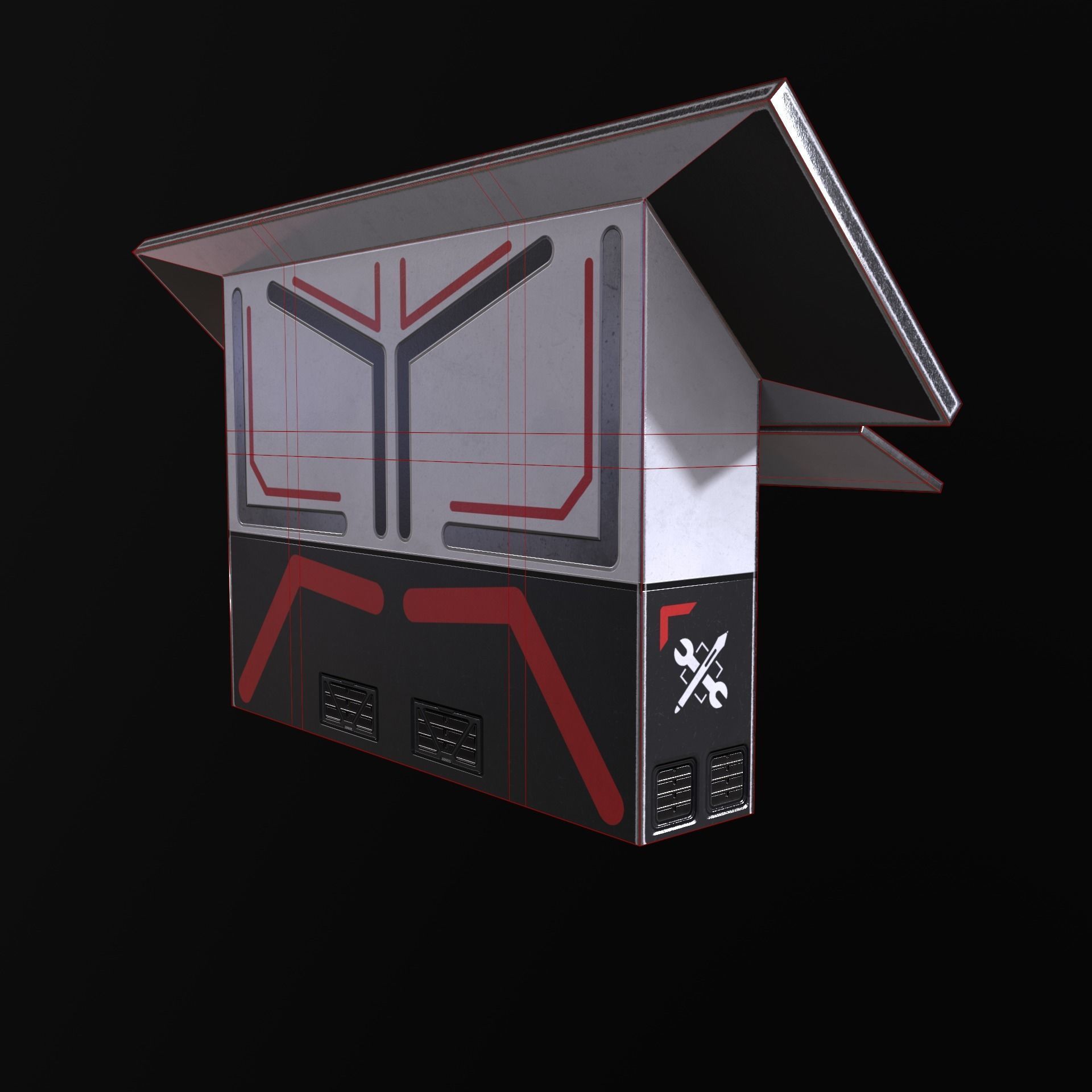 Sci-fi big terminal Low-poly 3D model_7