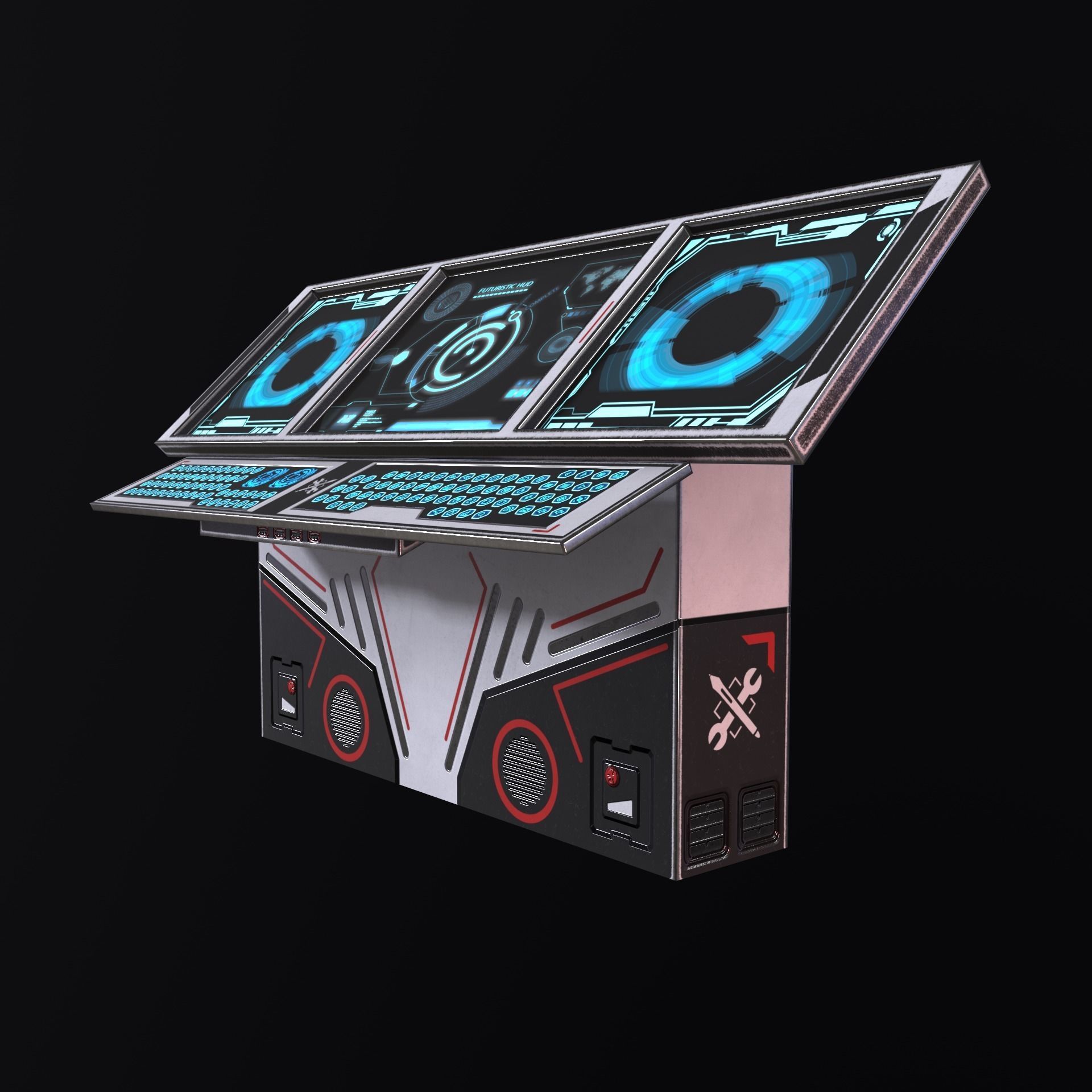 Sci-fi big terminal Low-poly 3D model_4