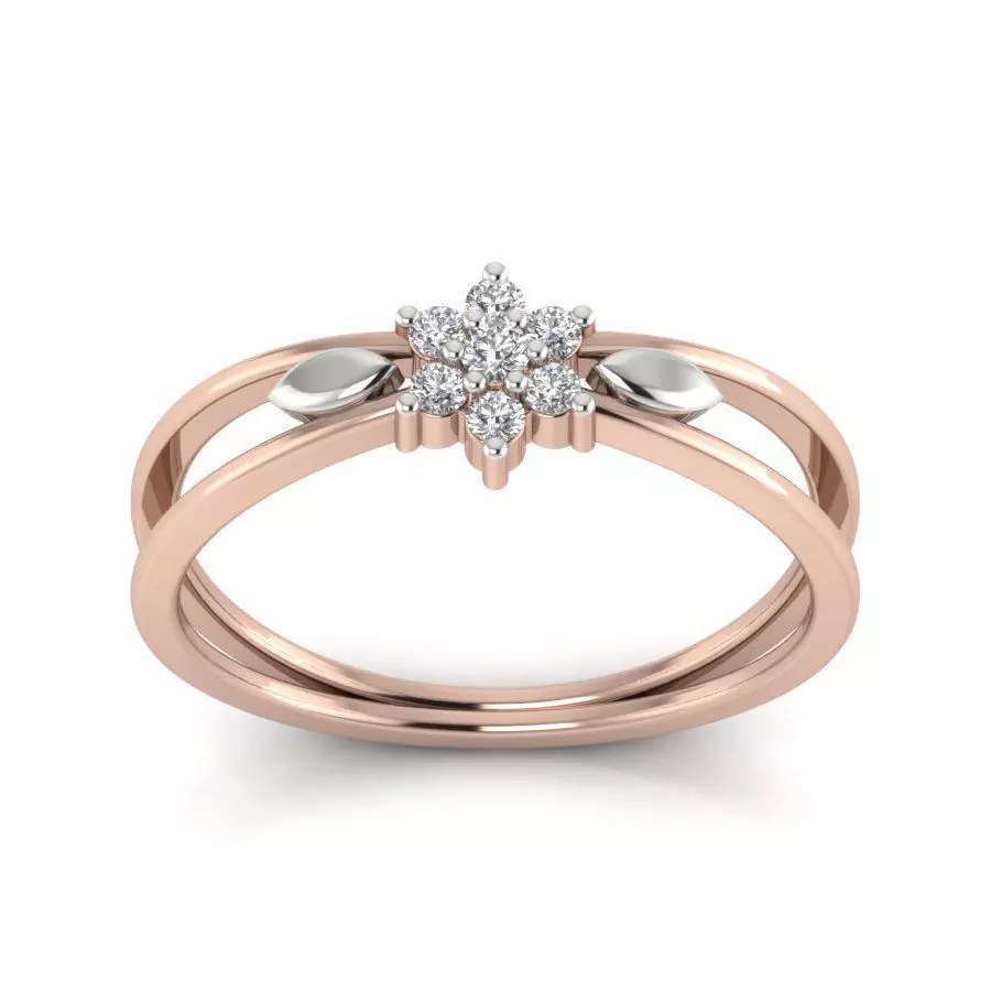 Diamond solitaire wedding engagement ring with 360 view 3D print model