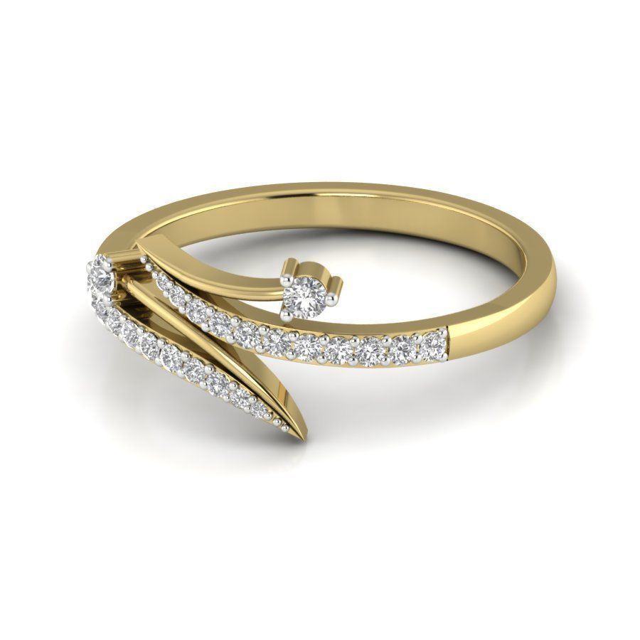 Diamond solitaire wedding engagement ring with 360 view 3D print model_5