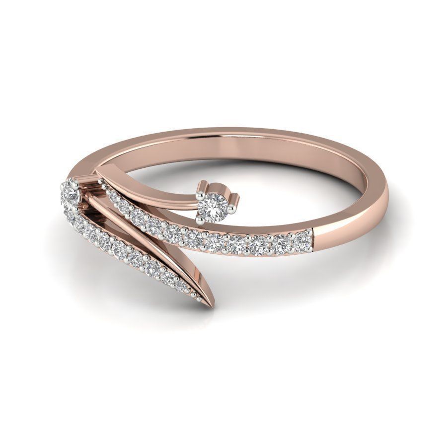 Diamond solitaire wedding engagement ring with 360 view 3D print model_13