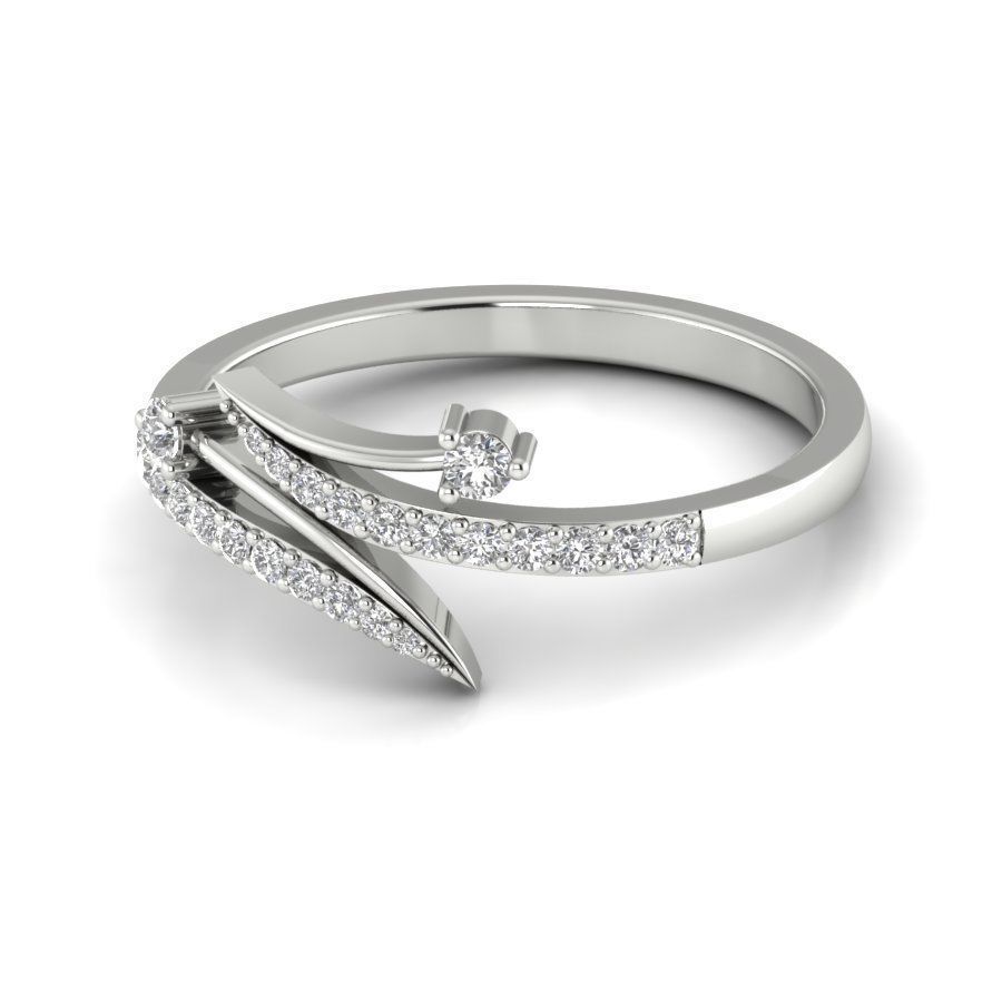 Diamond solitaire wedding engagement ring with 360 view 3D print model_11