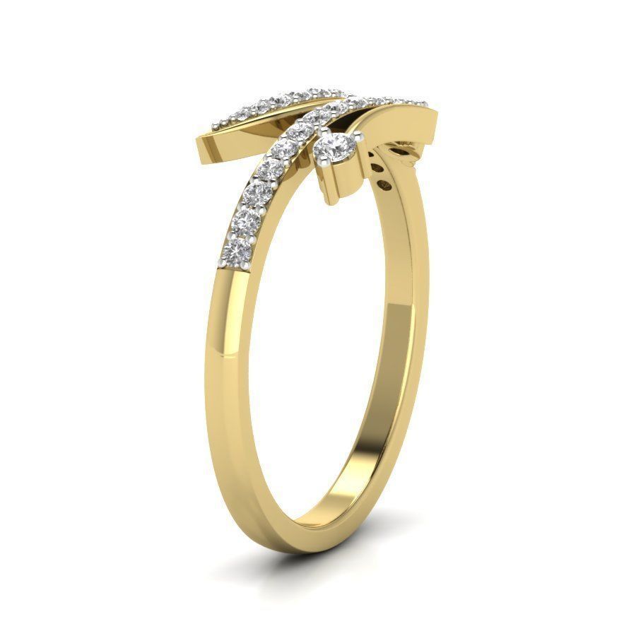 Diamond solitaire wedding engagement ring with 360 view 3D print model_3