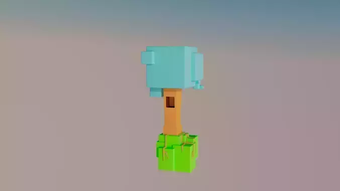 low poly tree minecraft hammer Low-poly 3D model