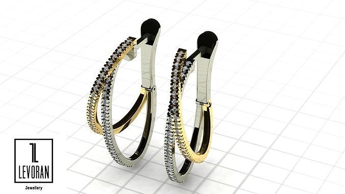 Twist Hoop Earrings stl file 3D print model