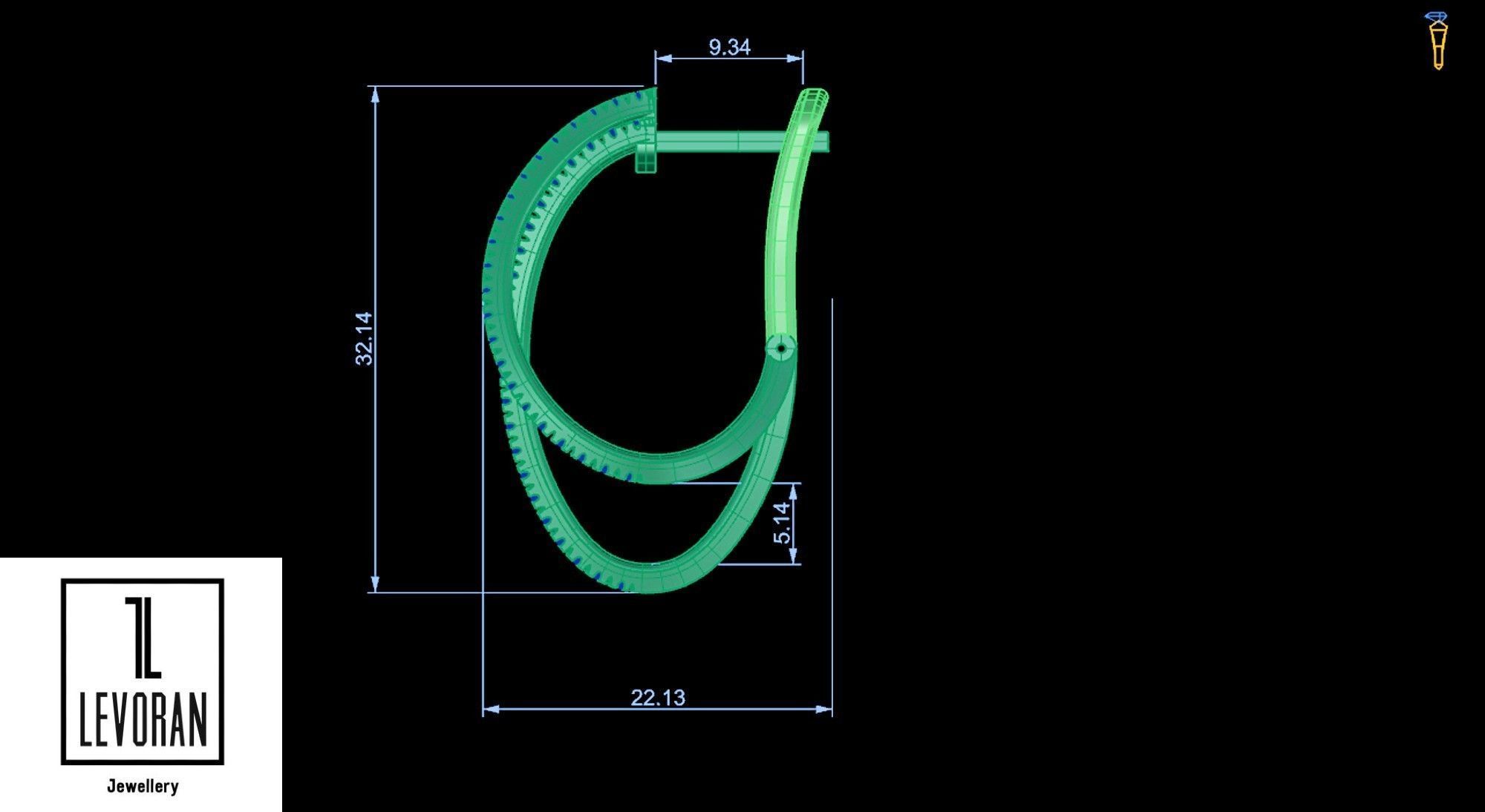 Twist Hoop Earrings stl file 3D print model_3
