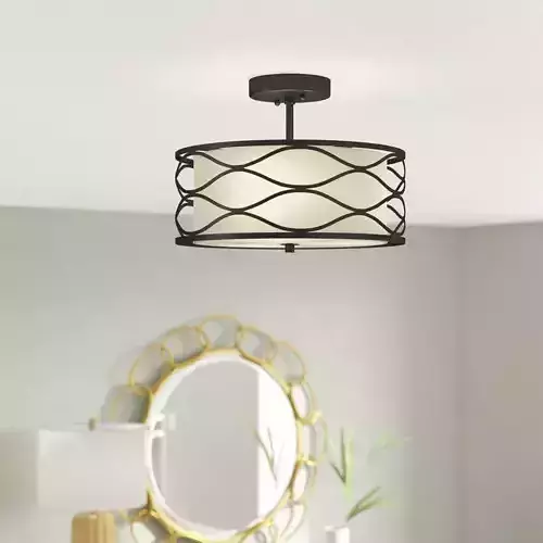 Rafia Light Caged Drum Semi Flush Mount Free 3D model