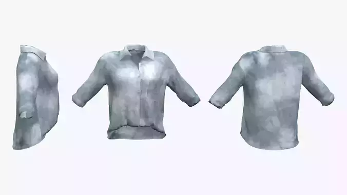 Ladies Long Sleeve Loose Shirt - Front Tucked