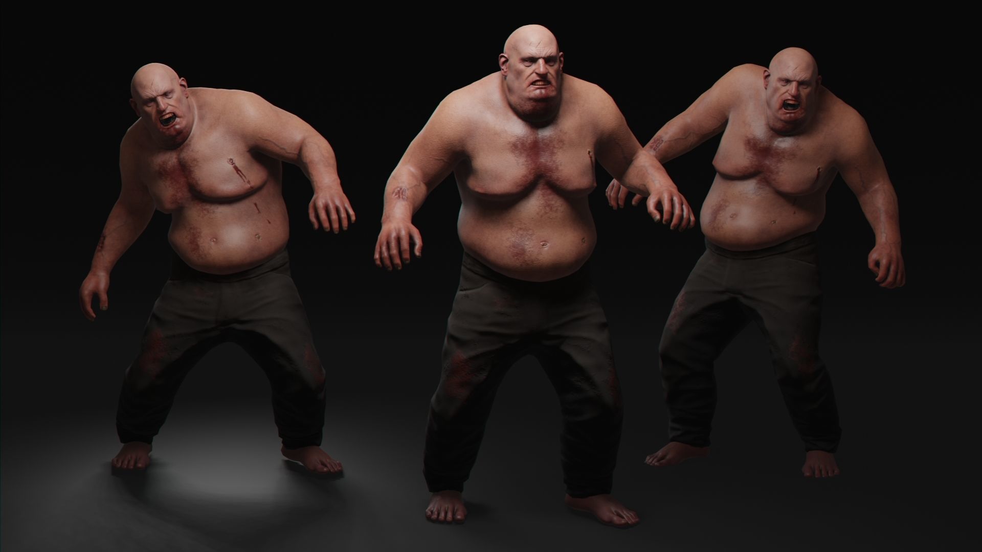 Zombie Big Low-poly 3D model_3